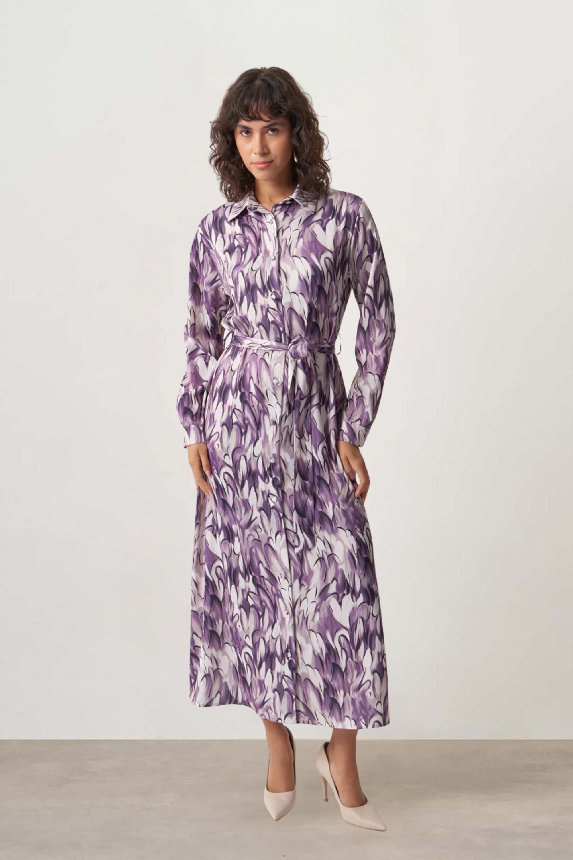 Mizalle - Ellips Patterned Shirt Dress