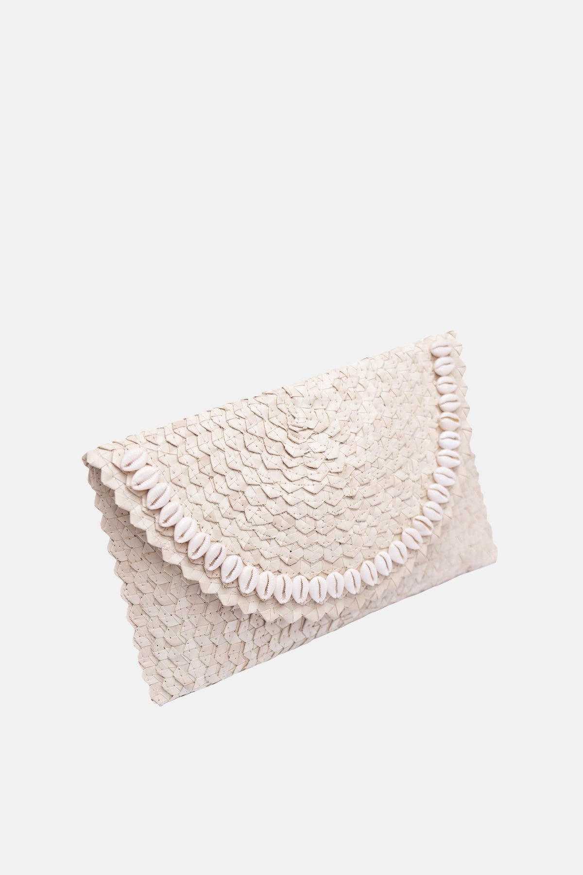 Coco Natural Shell Small Clutch - White