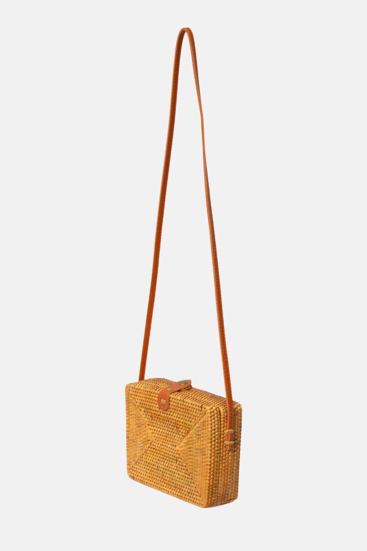 Rae Rattan Small Crossbody Bag - Tan