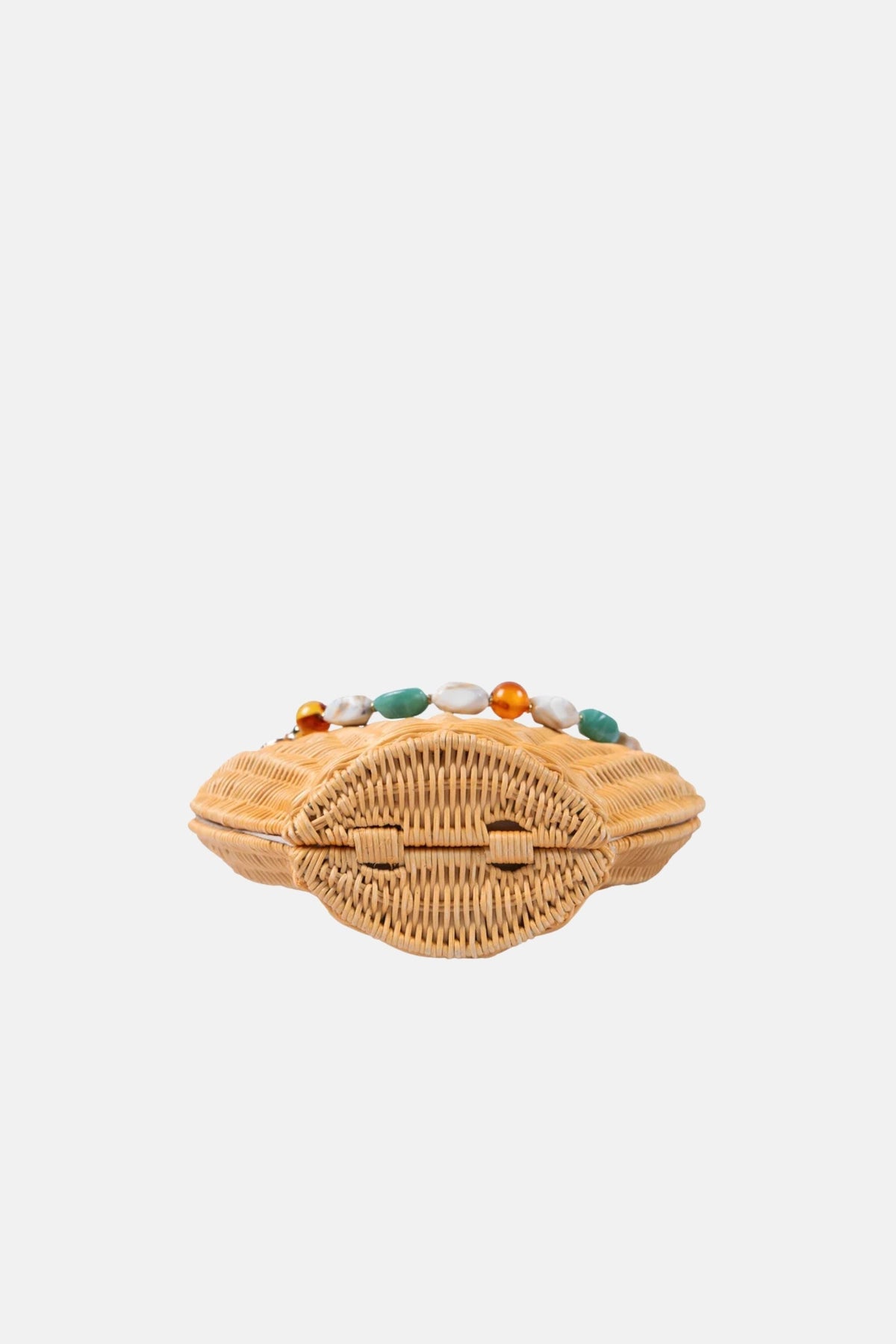 Shelly Gems Beaded Top Handle Satchel Rattan Crossbody Bag