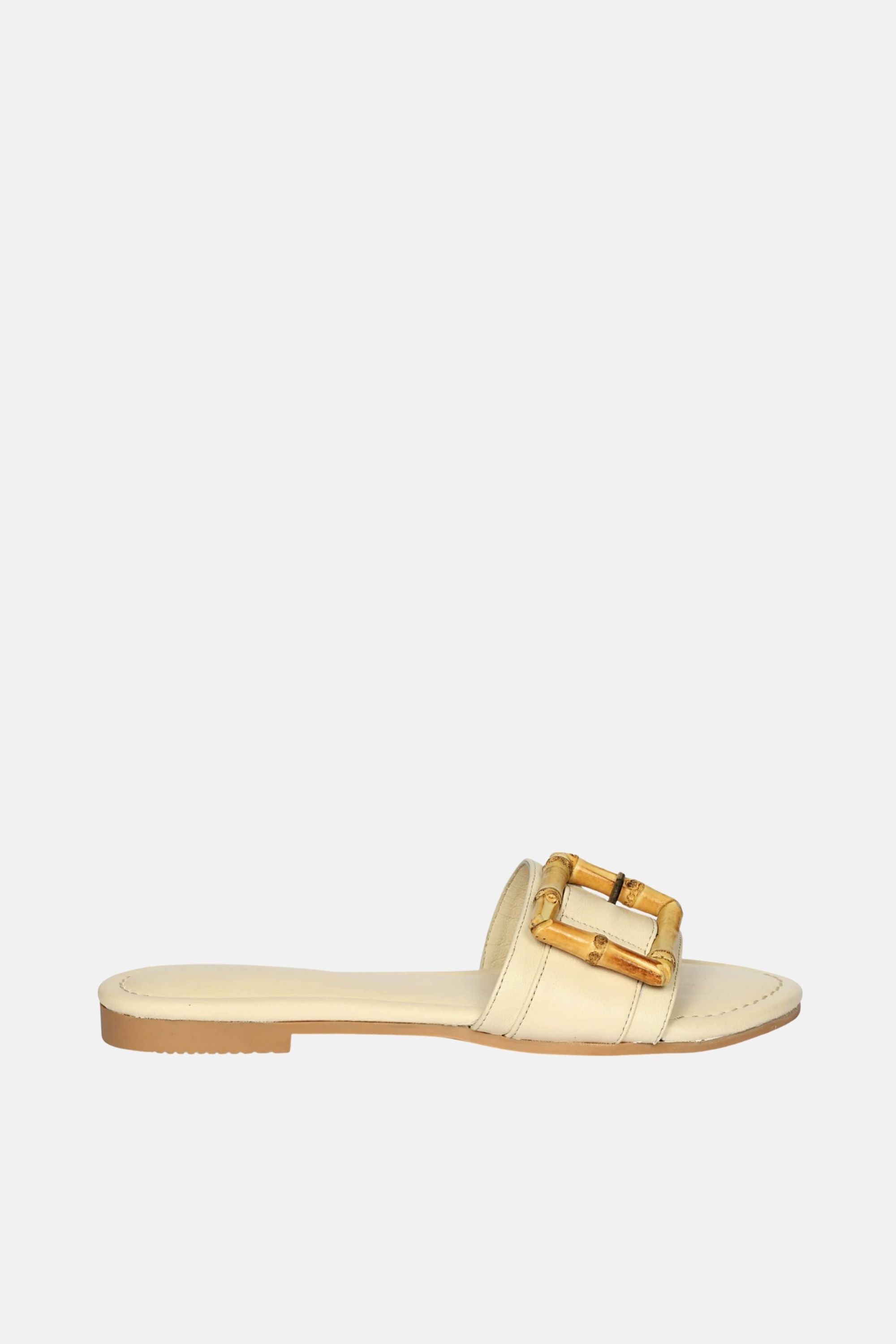 Jelavu - Amsterdam Bamboo Buckle Sandals - Ivory Leather