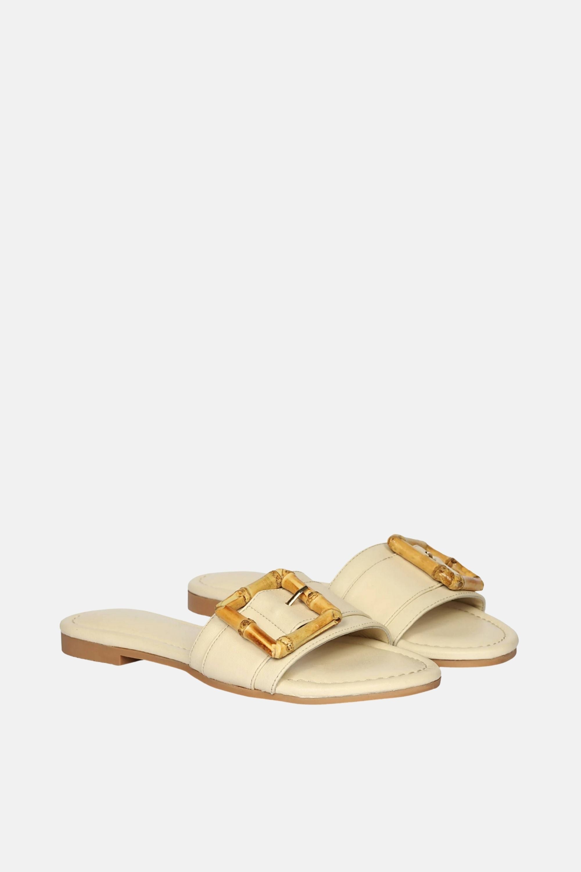 Jelavu - Amsterdam Bamboo Buckle Sandals - Ivory Leather