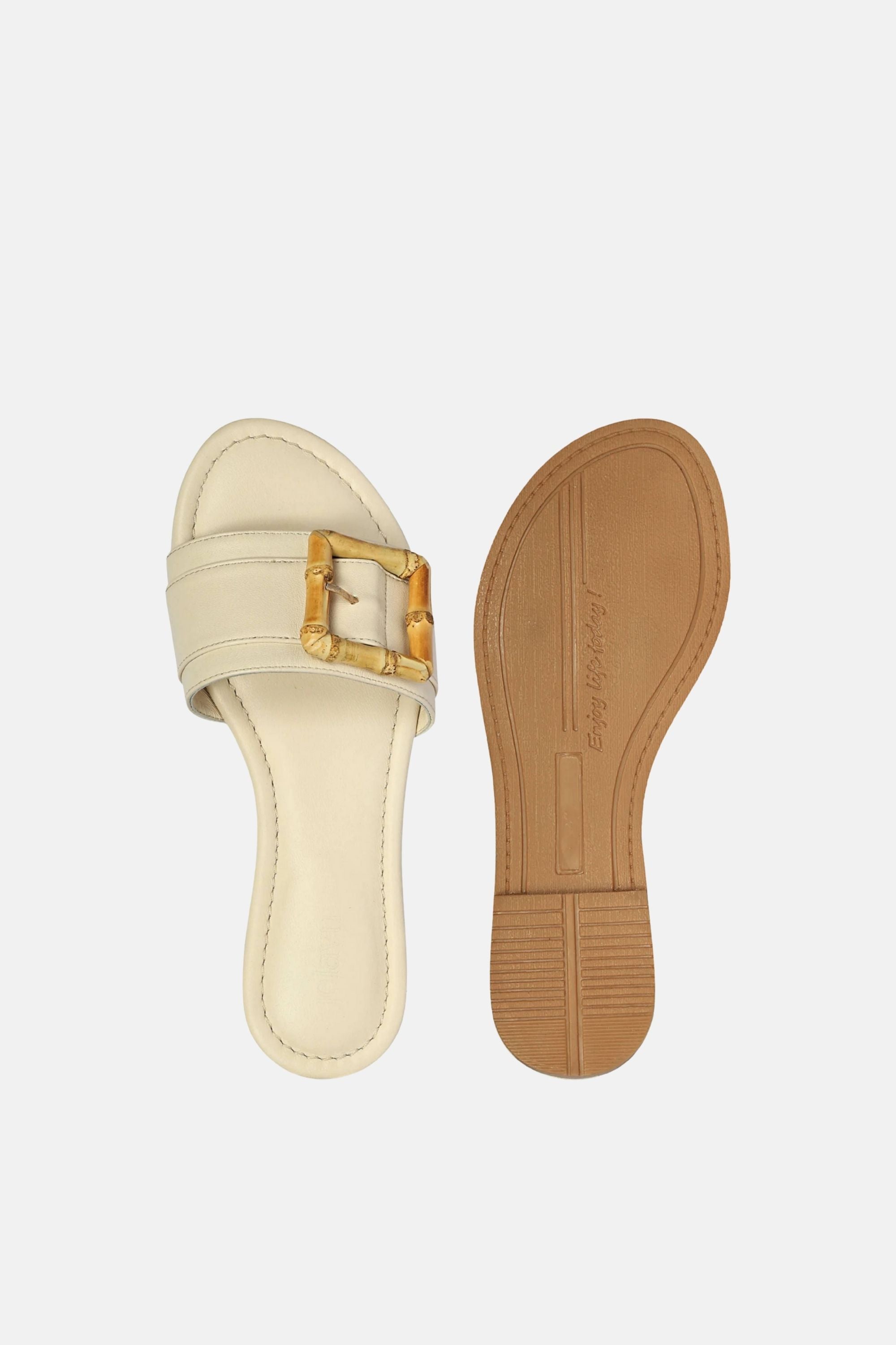 Jelavu - Amsterdam Bamboo Buckle Sandals - Ivory Leather