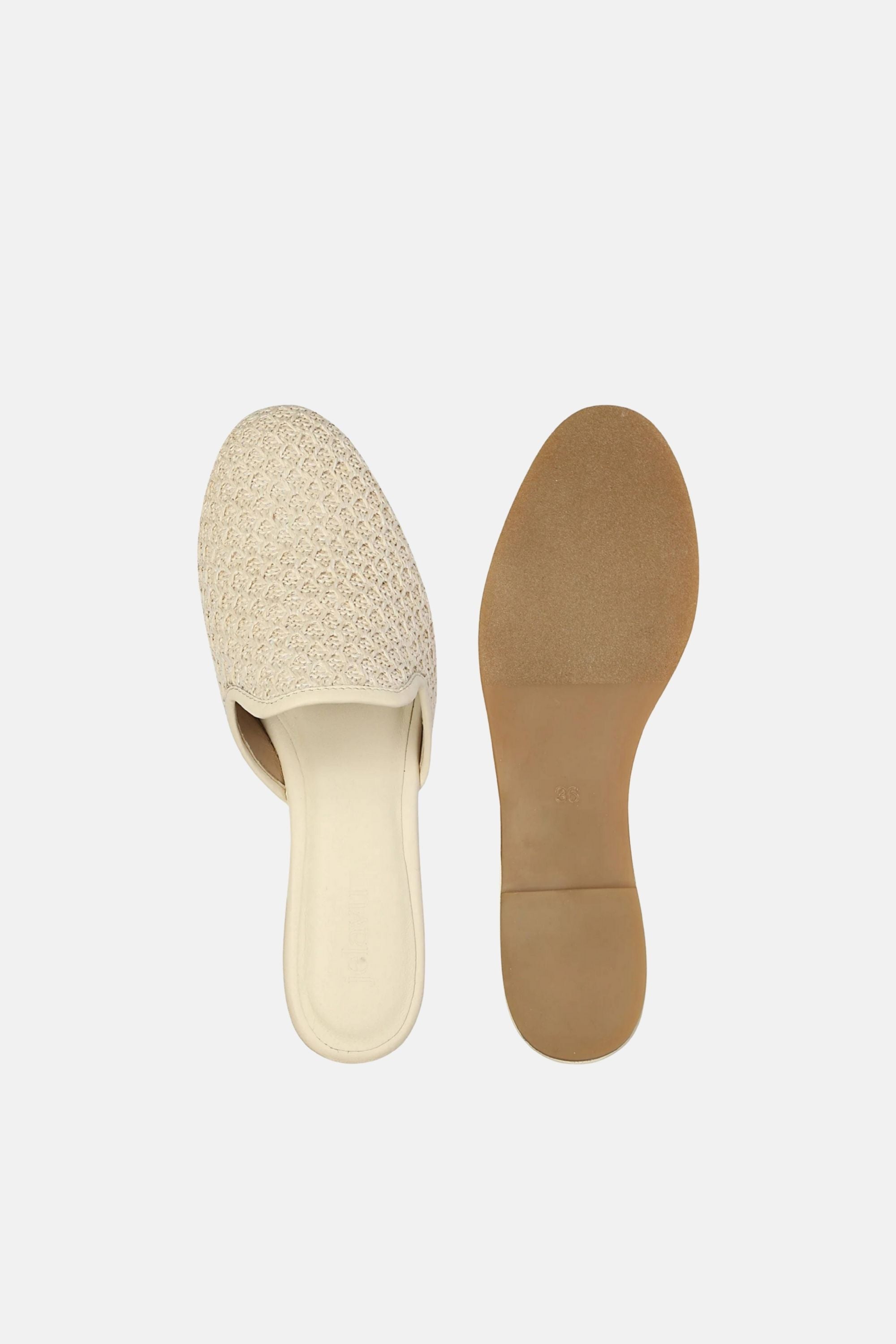 Jelavu - Andrea Raffia Mules - Bone