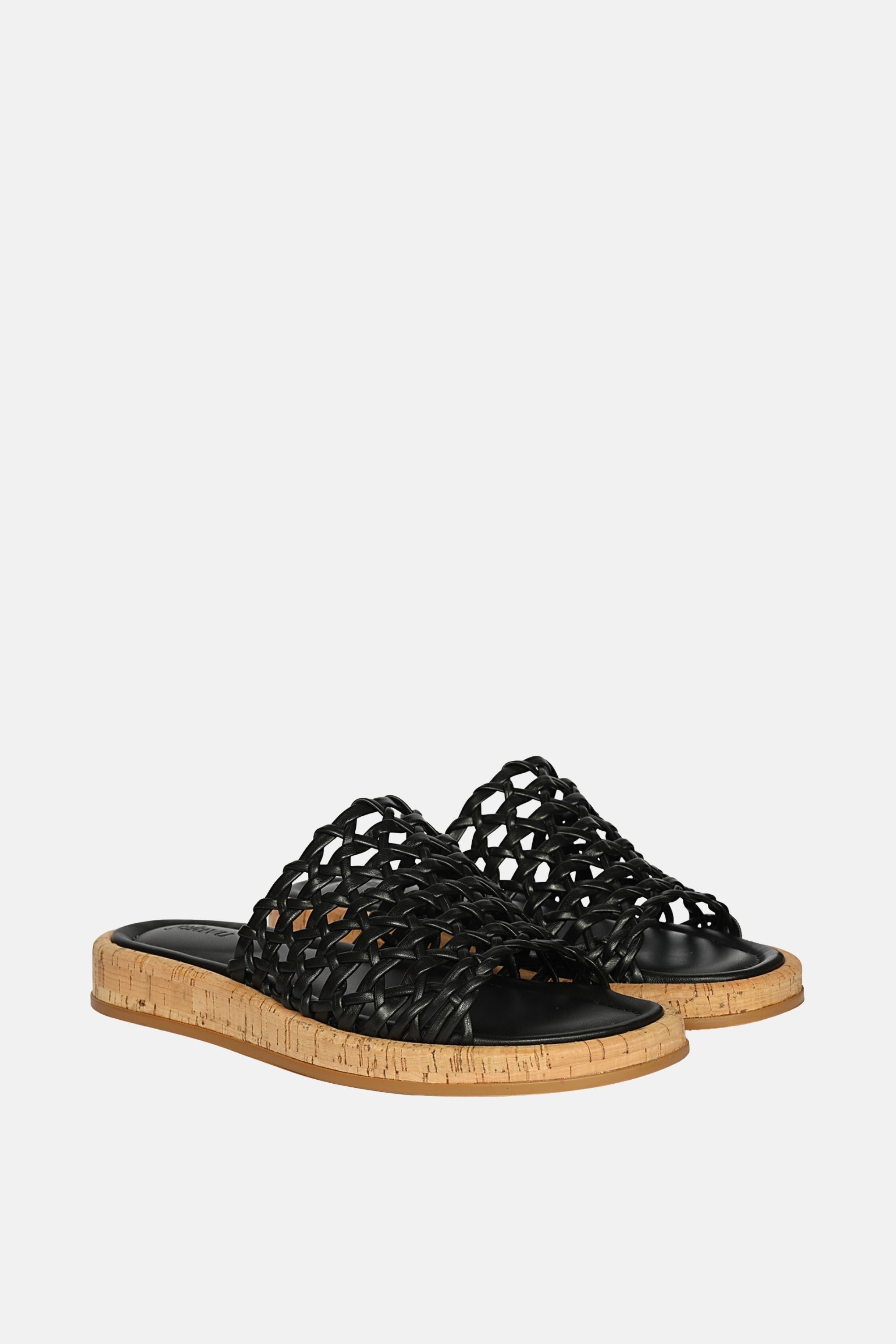 Jelavu -  Cloud Leather Woven Sandals -  Black Leather
