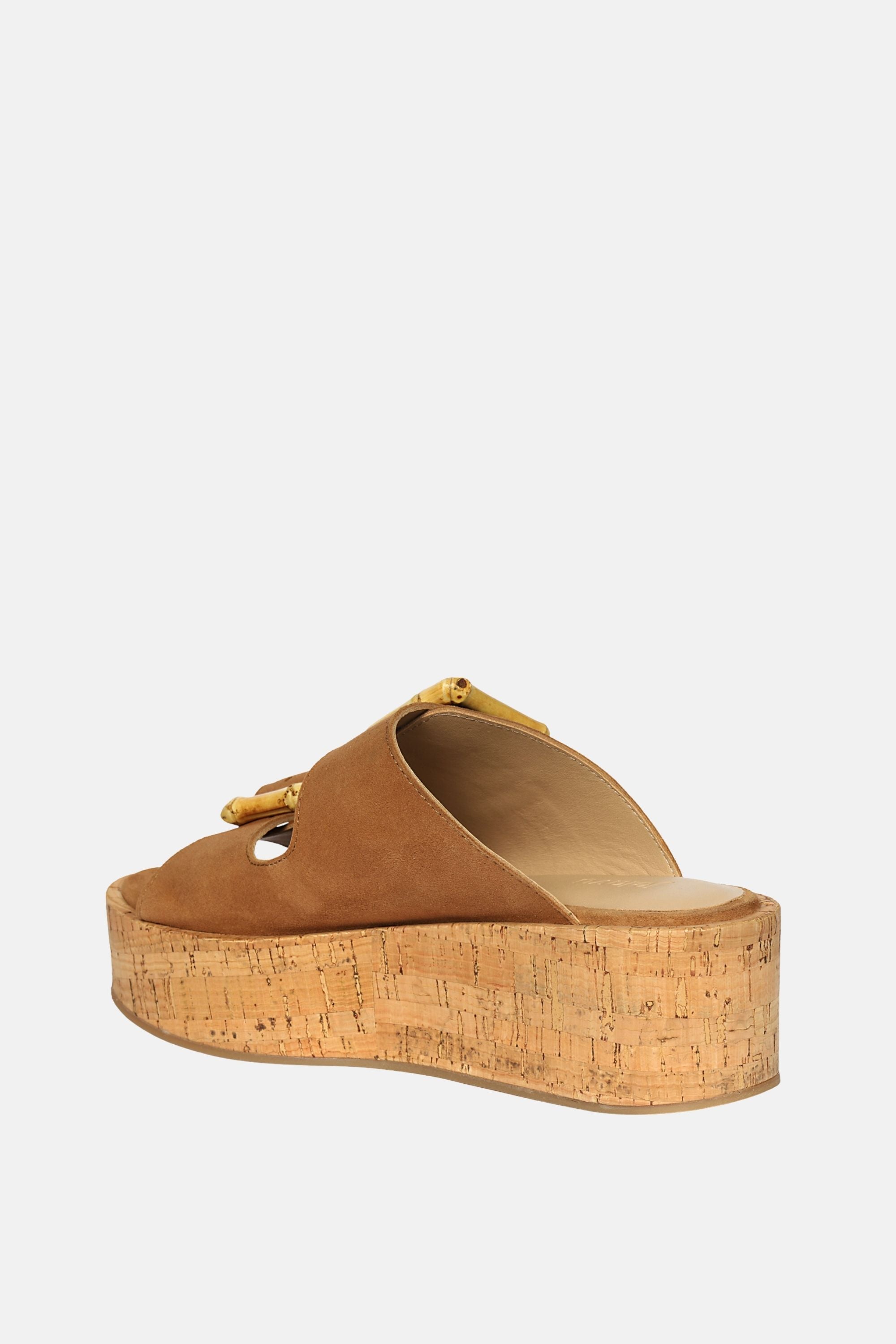 Jelavu - Corkie Platform Sandals with Bamboo Buckle - Cognac Suede