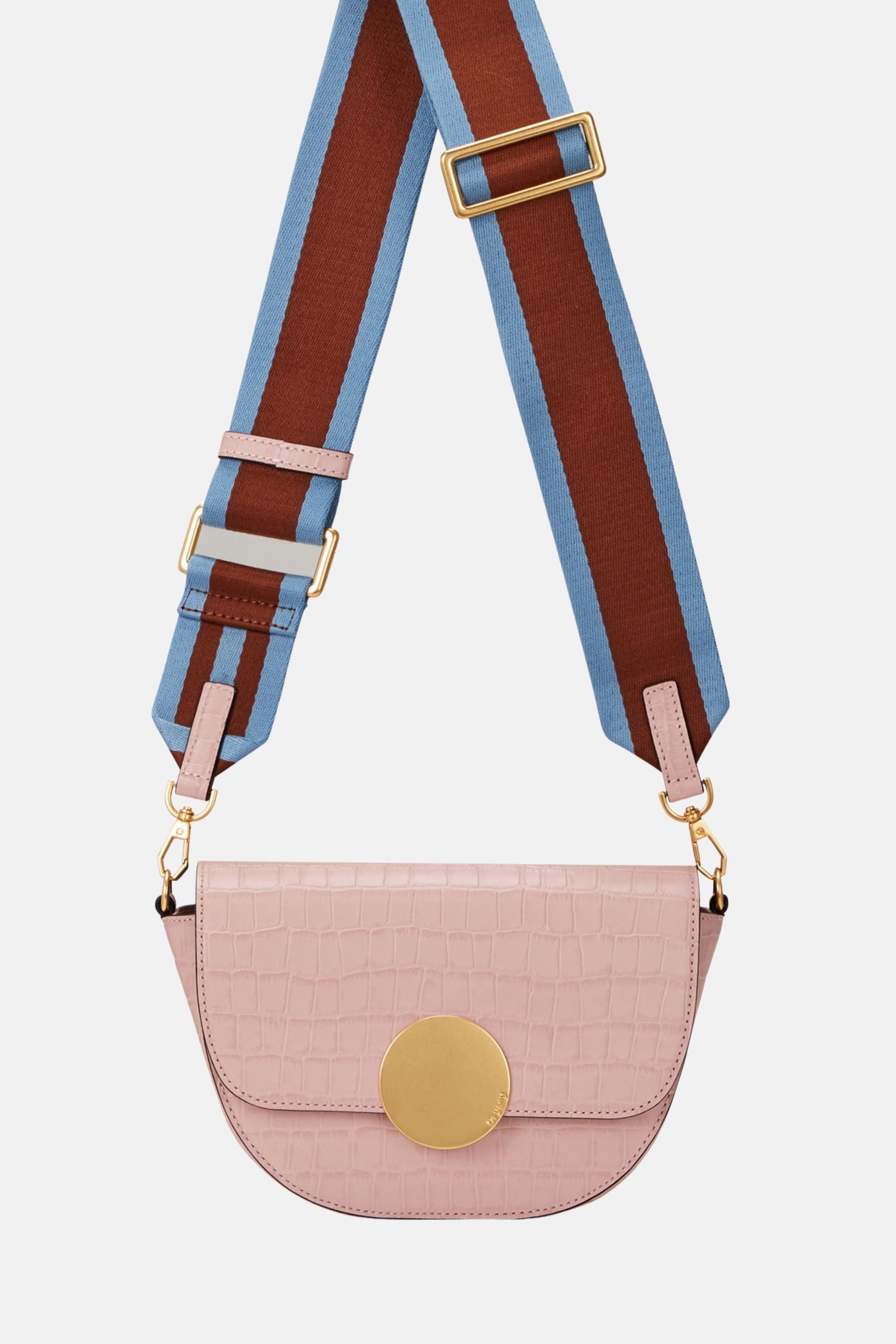 Oryany - Lottie Croco Saddle Crossbody - Small - Vintage Pink Leather