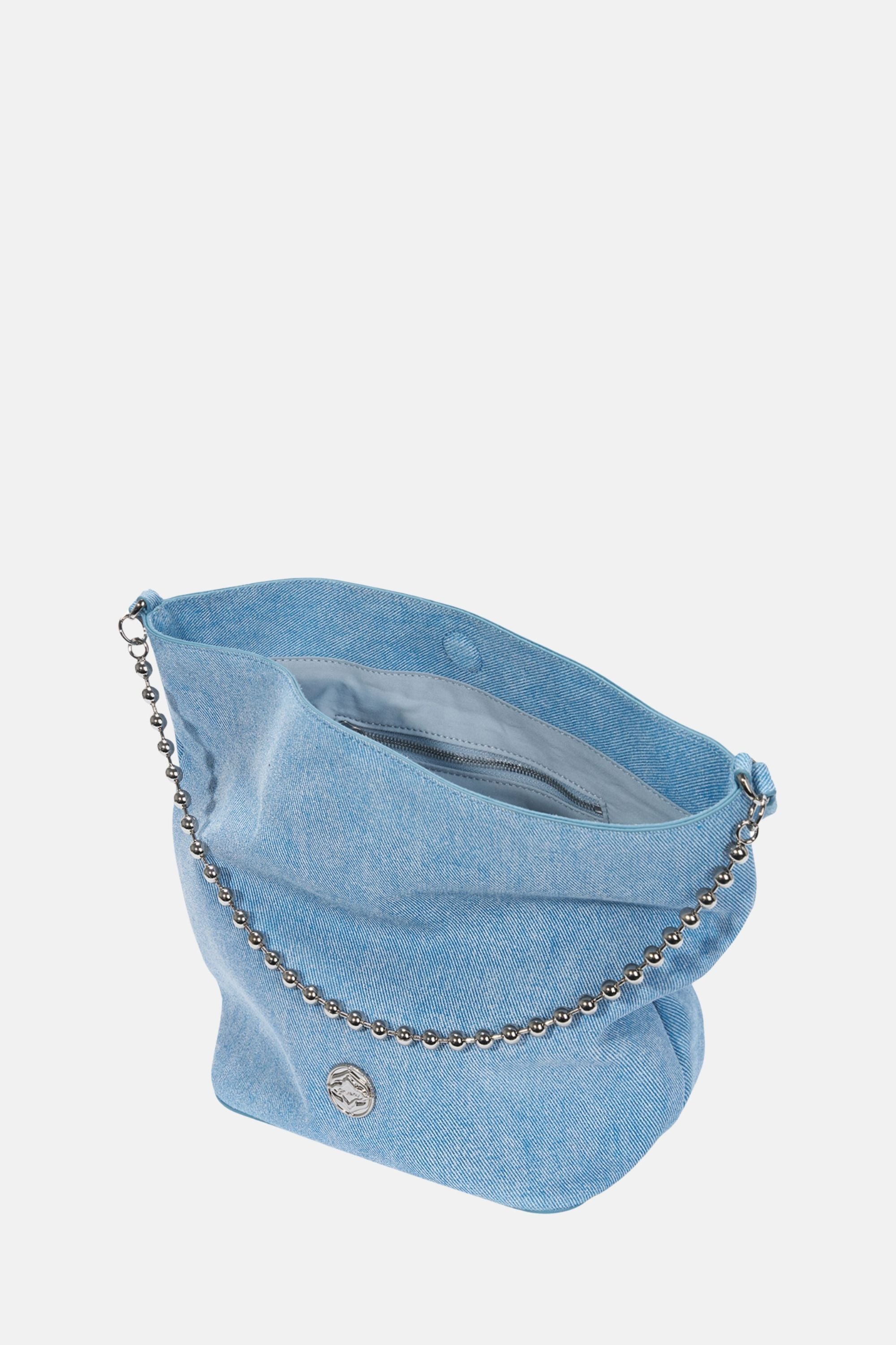 Oryany - Ball Chain Bucket Bag - Denim Blue Leather