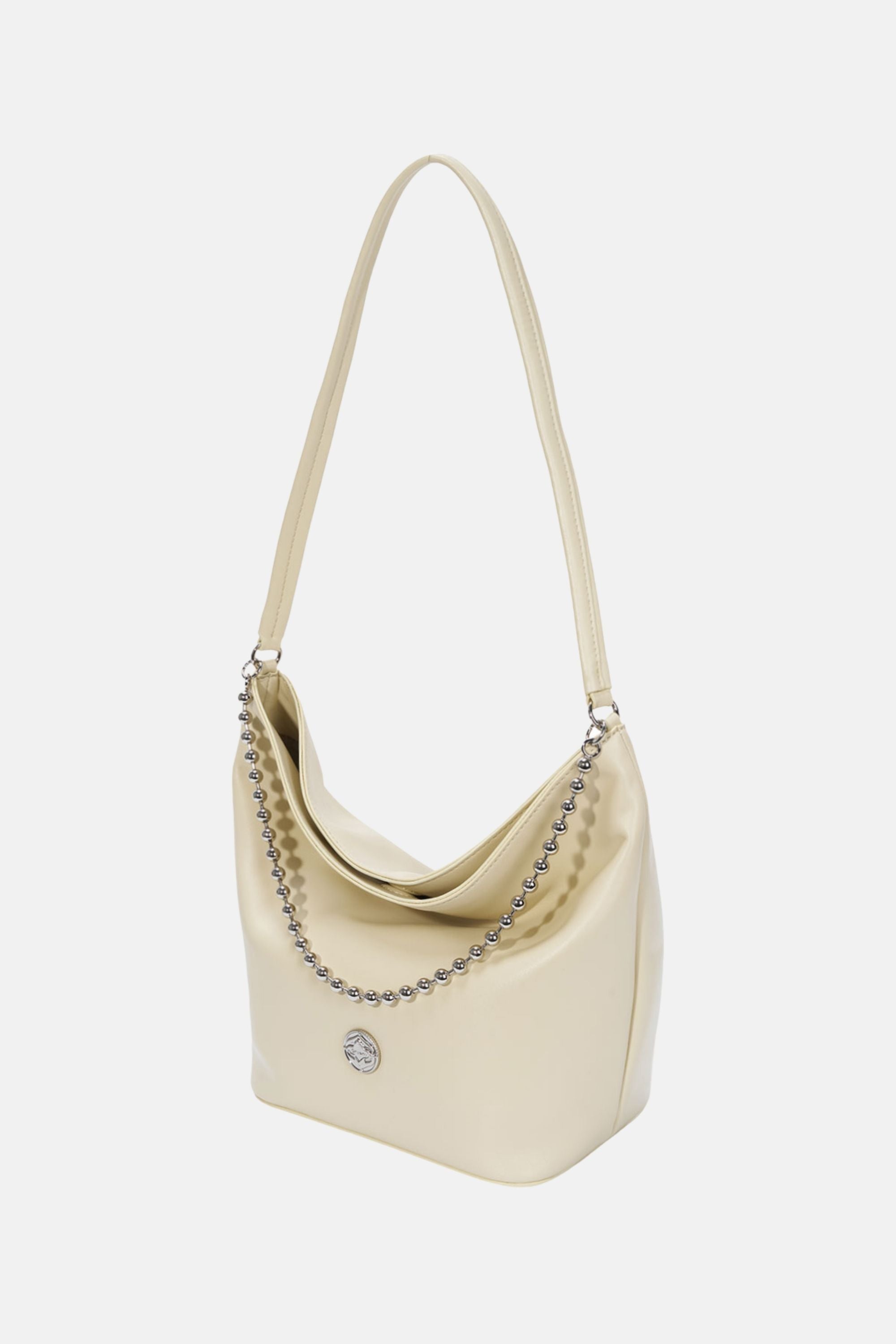 Oryany - Ball Chain Bucket Bag - Lemon Cream Leather