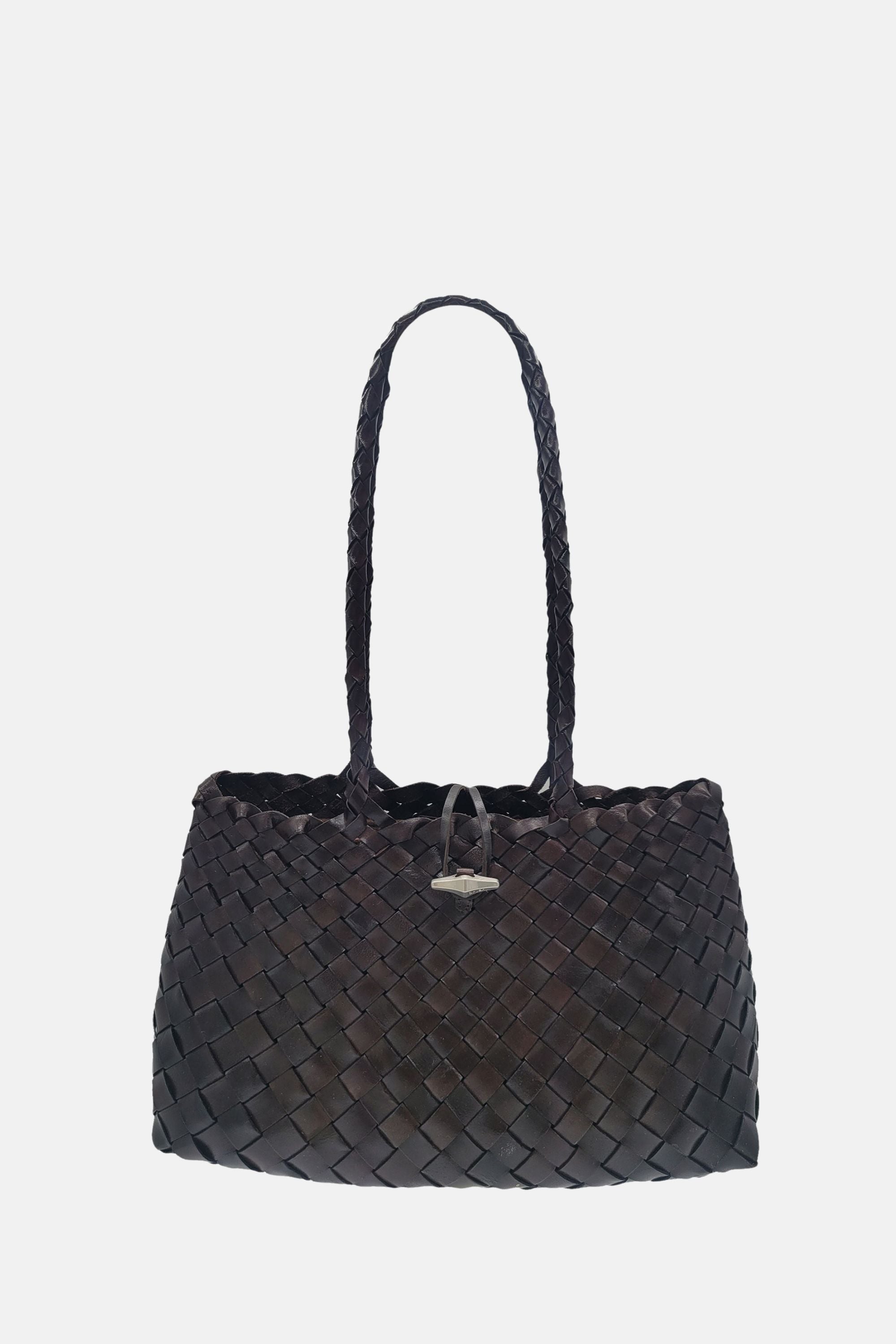 Oryany - Kayla Handwoven Leather Shoulder Bag – Medium Satchel - Dark Choco