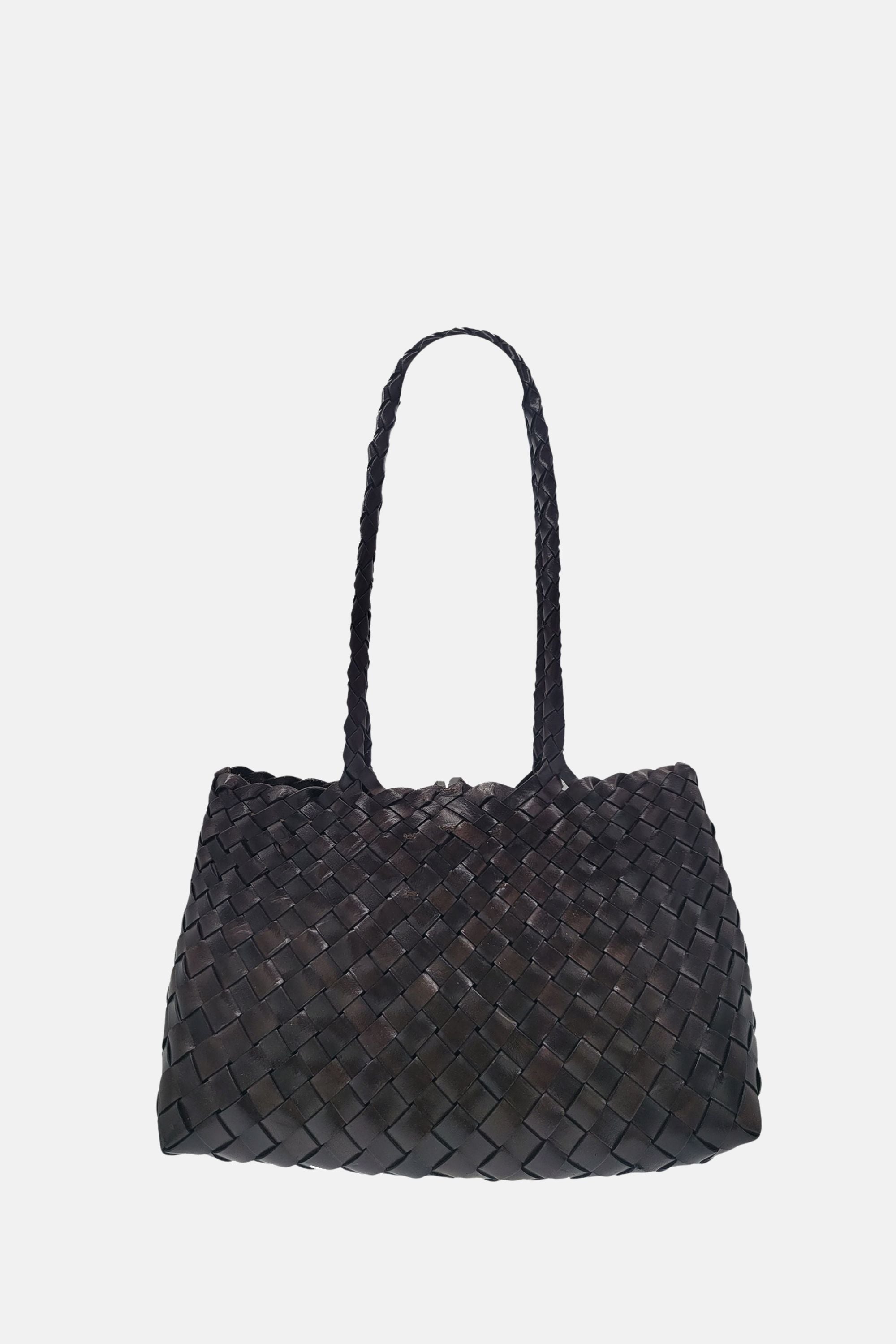 Oryany - Kayla Handwoven Leather Shoulder Bag – Medium Satchel - Dark Choco