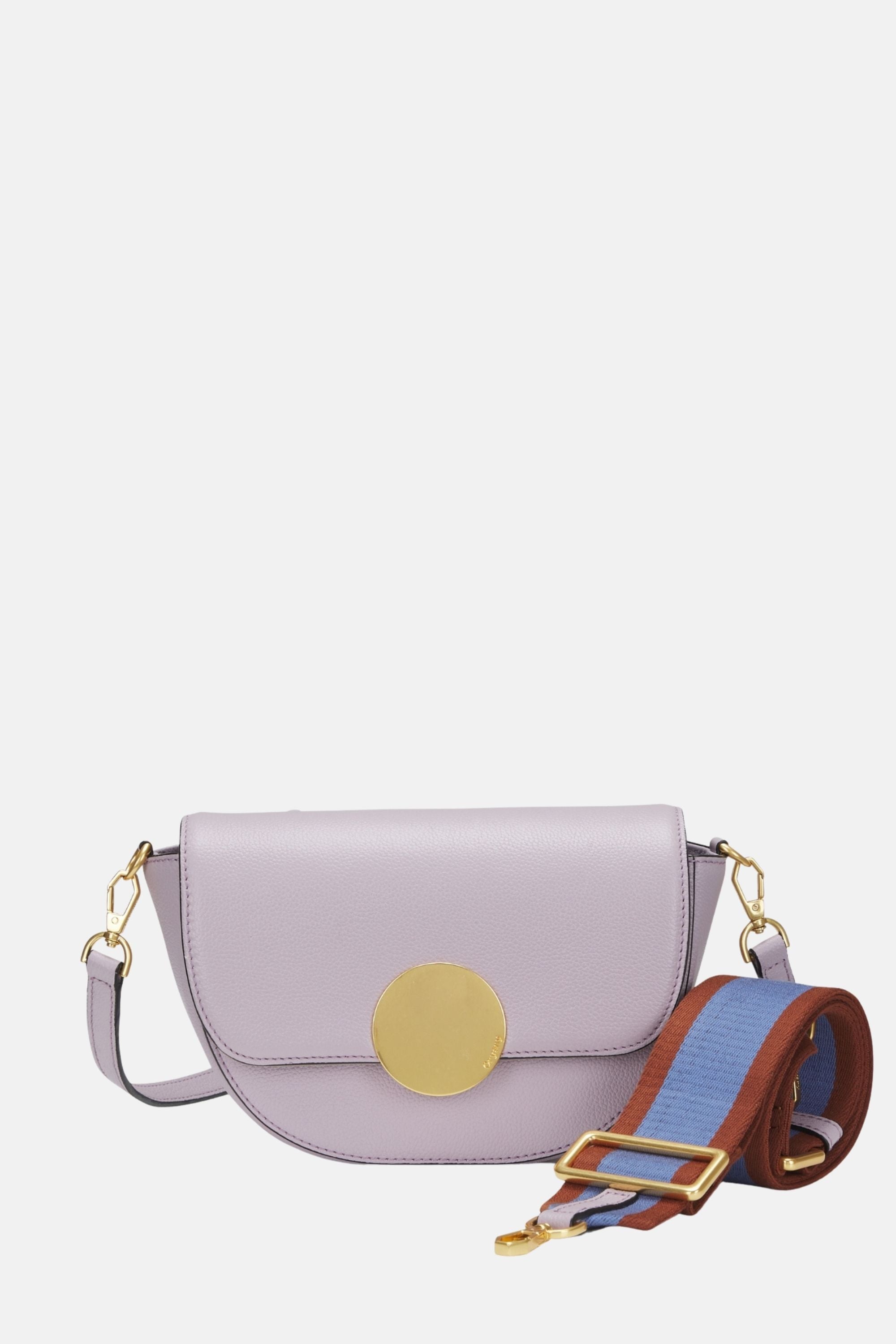 Oryany - Lottie Saddle Crossbody Small Handbags - Stock Purple Leather