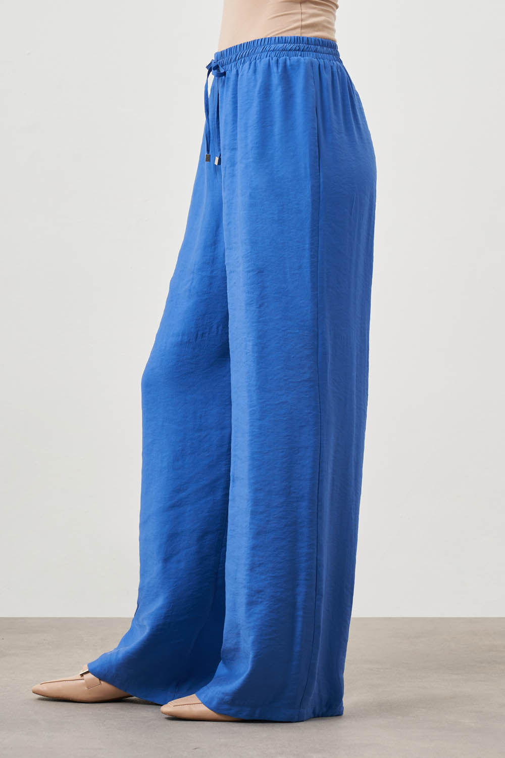 Mizalle Wide Leg Pants Blue Apparel
