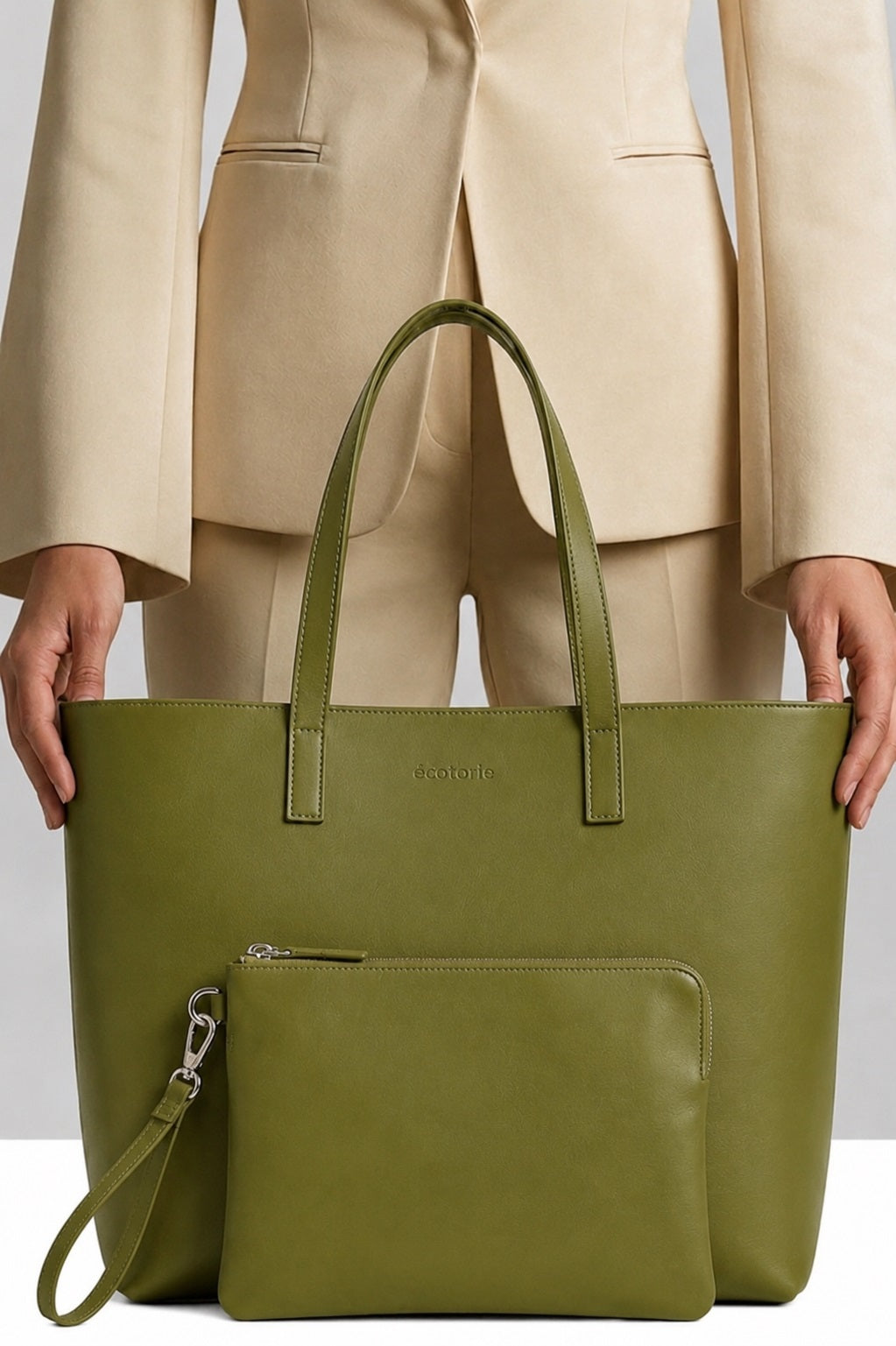 Ecotorie Agatha Leather Tote Bag Sea Kelp
